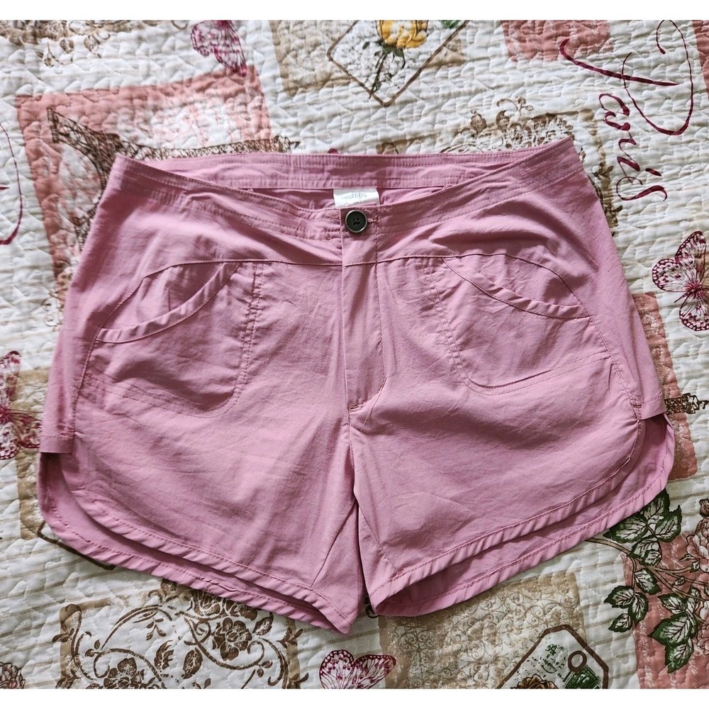 Reel Life Women's Lightweight  Shorts Pink Mid-Rise Cotton Blend‎ Pockets Size L